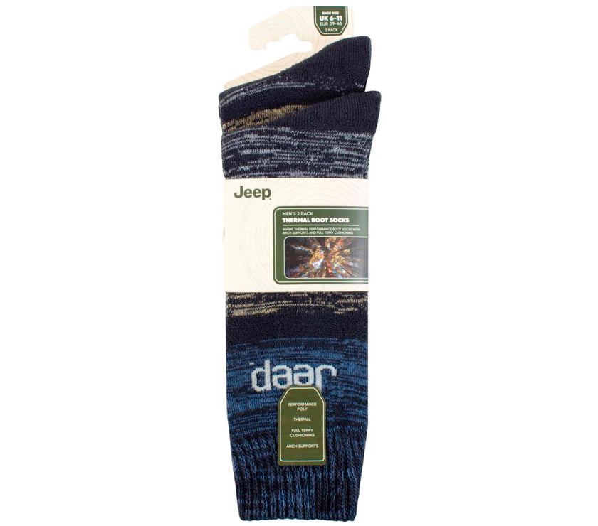 Men's 2 Pair Jeep Striped Thermal Boot Socks
