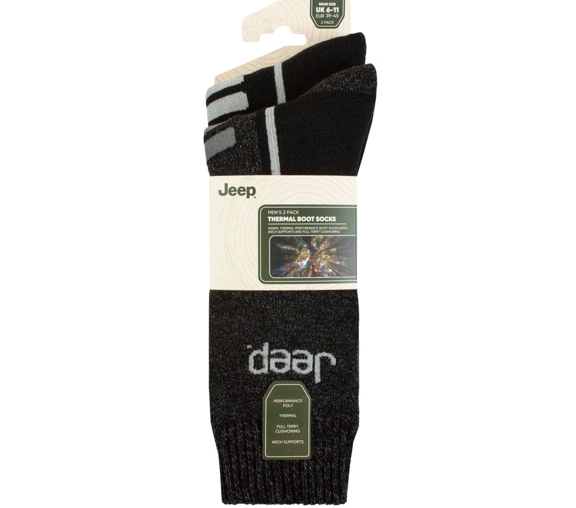 Men's 2 Pair Jeep Technical Thermal Boot Socks