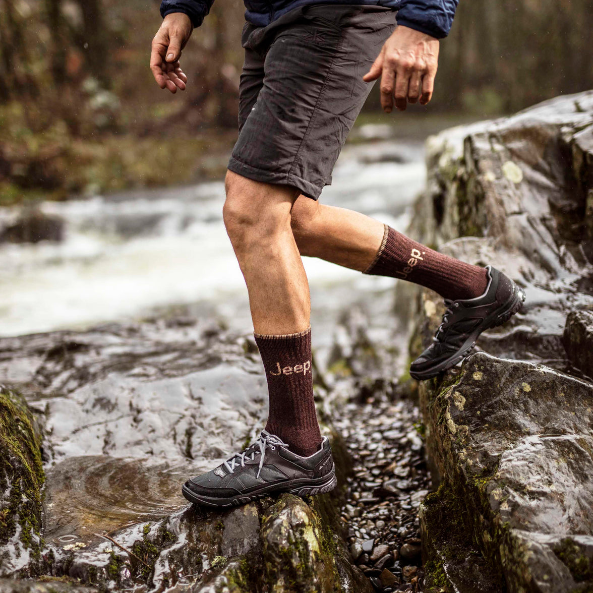 Men's 4 Pair Jeep Plain Regenerated Cotton Boot Socks