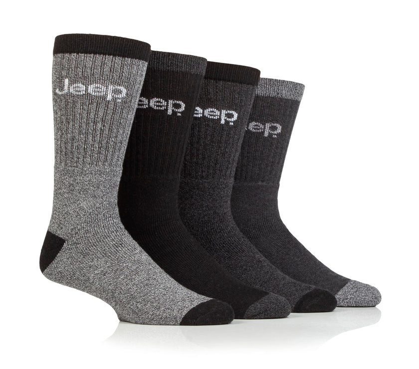 Men's 4 Pair Jeep Marl Regenerated Cotton Boot Socks