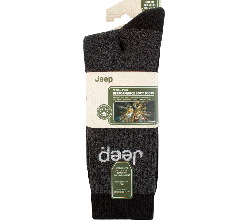 Men's 4 Pair Jeep Marl Regenerated Cotton Boot Socks