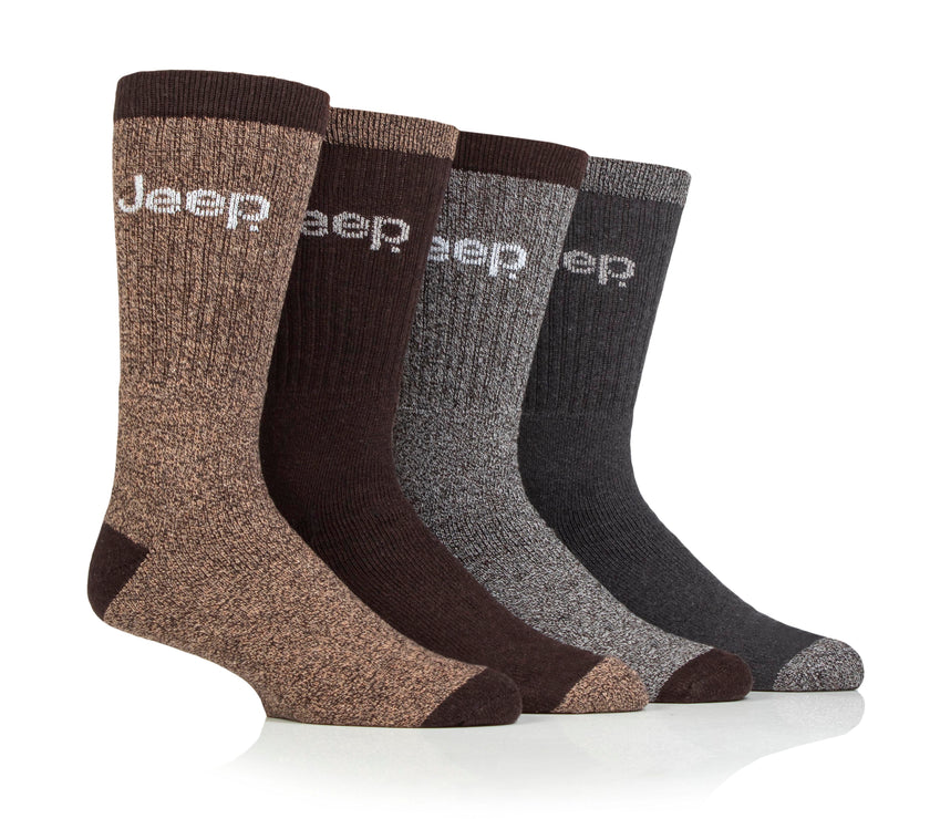 Men's 4 Pair Jeep Marl Regenerated Cotton Boot Socks