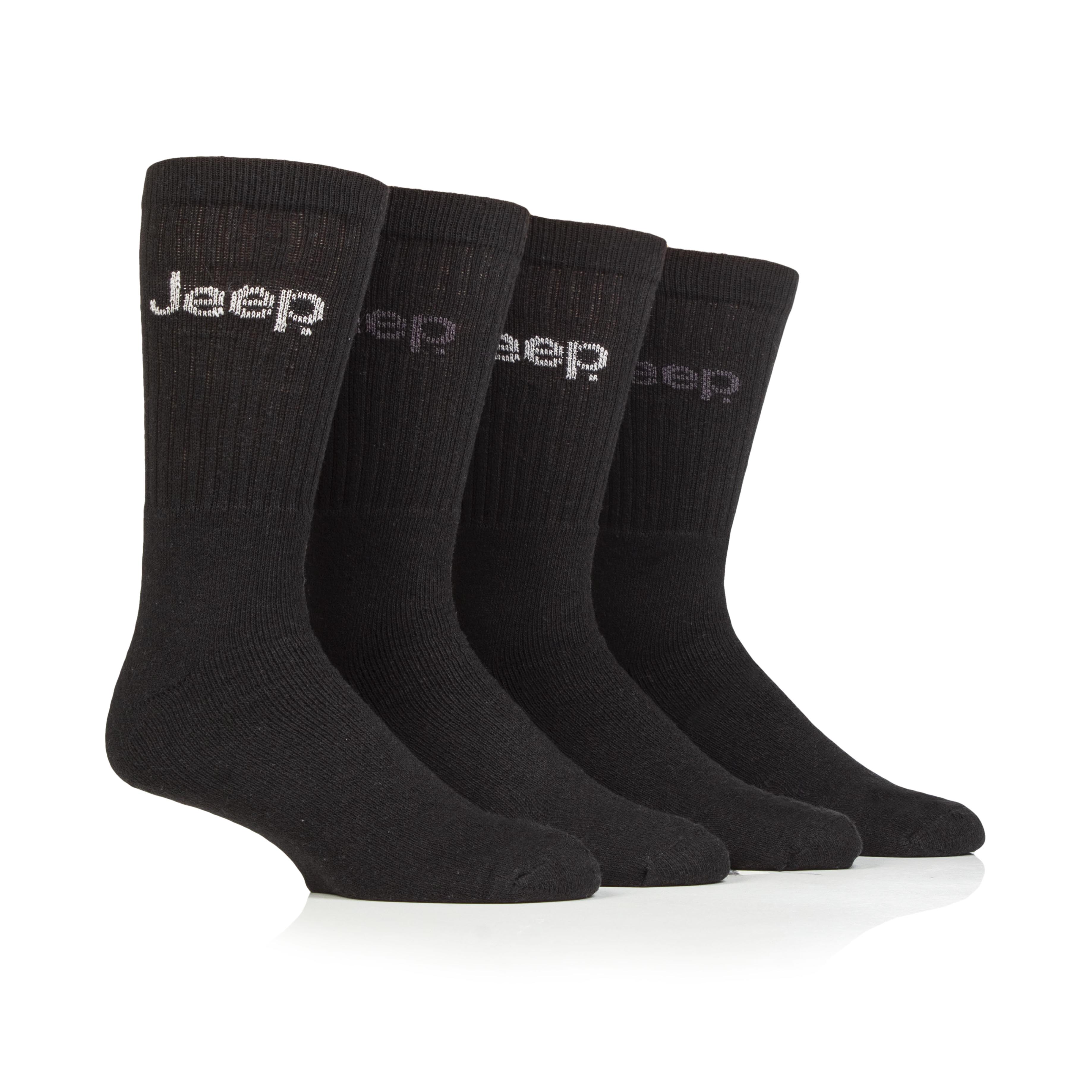 Men's 4 Pair Jeep Plain Regenerated Cotton Boot Socks