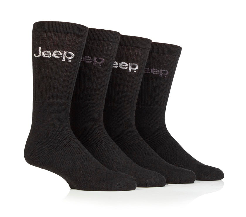 Men's 4 Pair Jeep Plain Regenerated Cotton Boot Socks