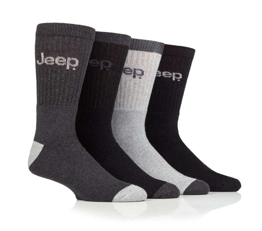 Men's 4 Pair Jeep Plain Regenerated Cotton Boot Socks