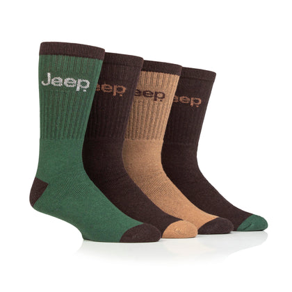 Men's 4 Pair Jeep Plain Regenerated Cotton Boot Socks