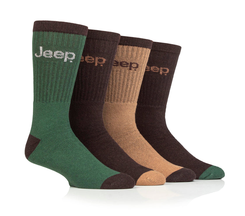 Men's 4 Pair Jeep Plain Regenerated Cotton Boot Socks