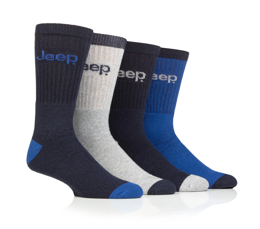 Men's 4 Pair Jeep Plain Regenerated Cotton Boot Socks