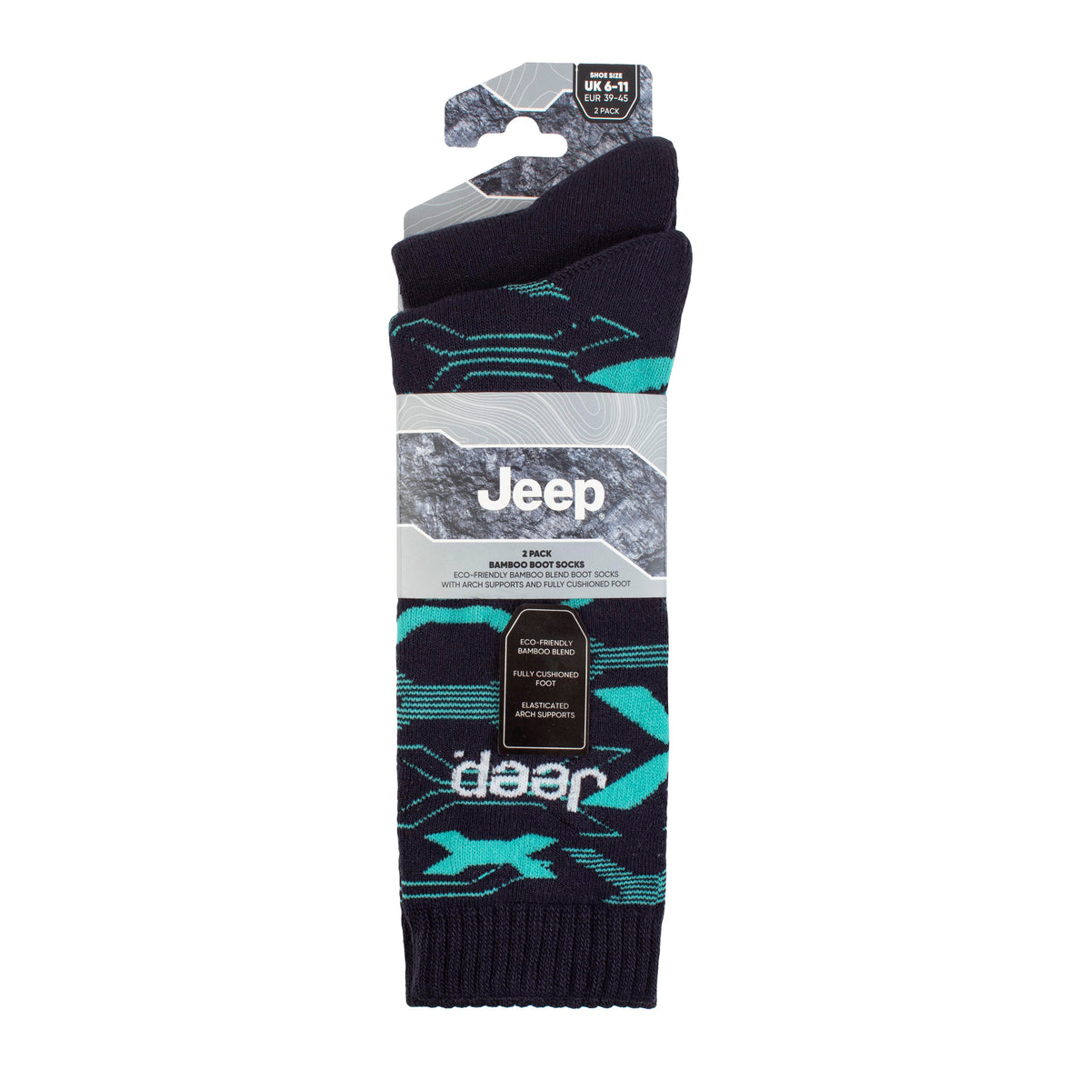 Men's 2 Pair Jeep Heavy Cushioned Bamboo Boot Socks