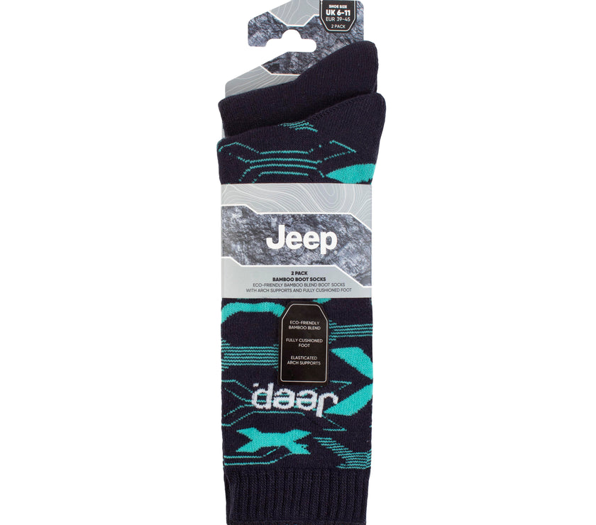 Men's 2 Pair Jeep Heavy Cushioned Bamboo Boot Socks