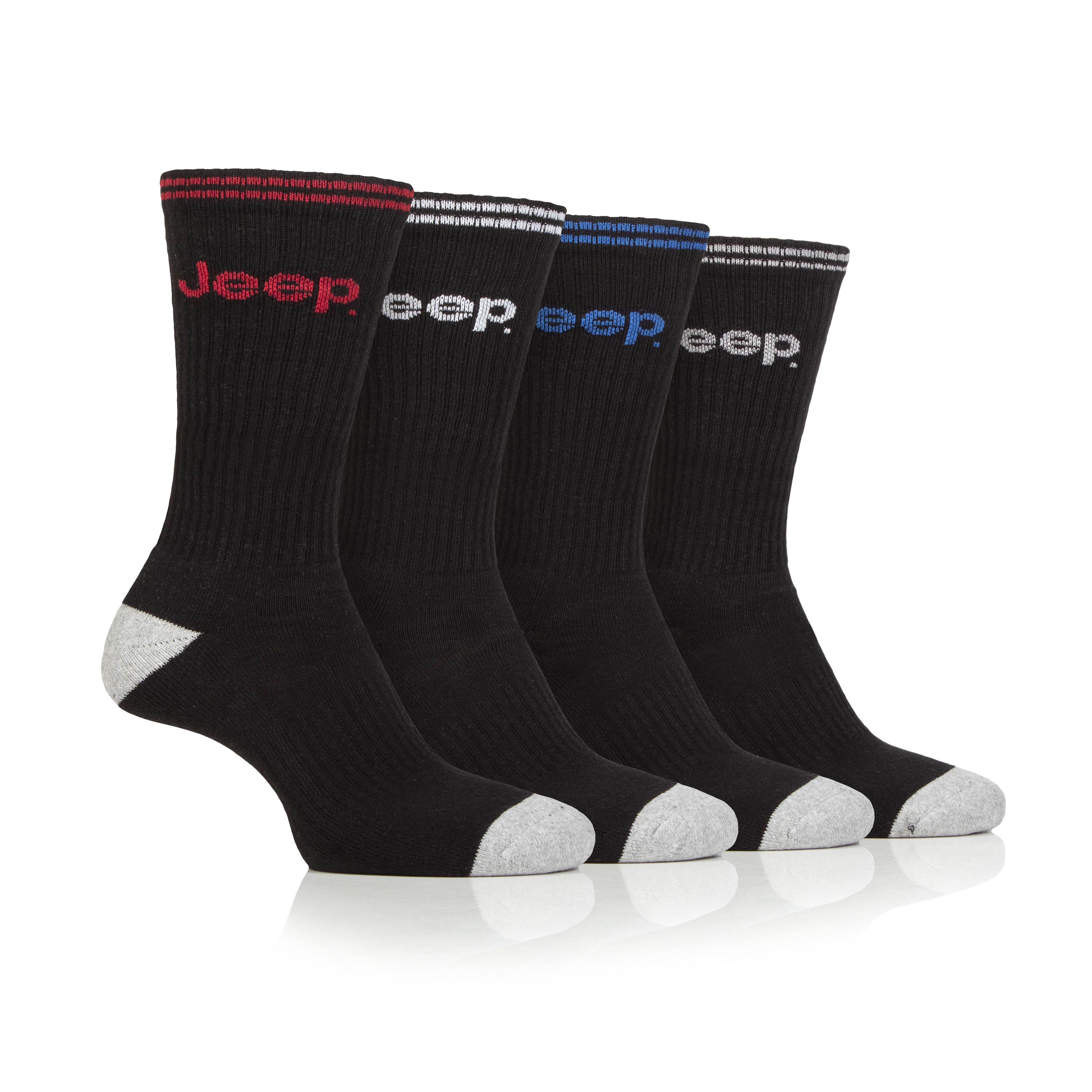 Men's 4 Pair Jeep Regenerated Cotton Crew Sports Socks