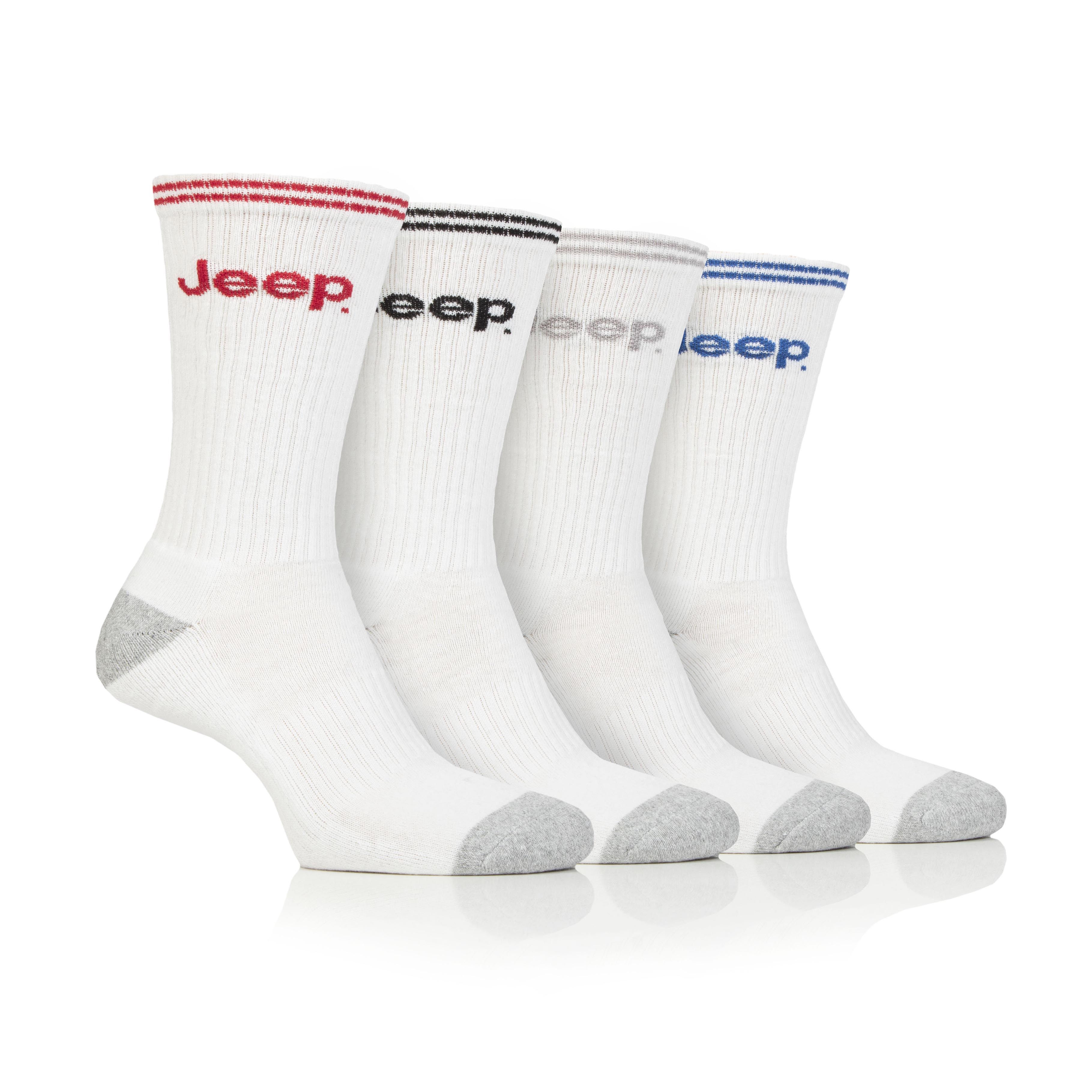 Men's 4 Pair Jeep Regenerated Cotton Crew Sports Socks