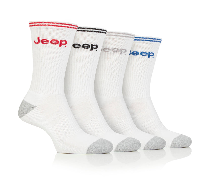 Men's 4 Pair Jeep Regenerated Cotton Crew Sports Socks