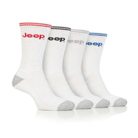 Men's 4 Pair Jeep Regenerated Cotton Crew Sports Socks