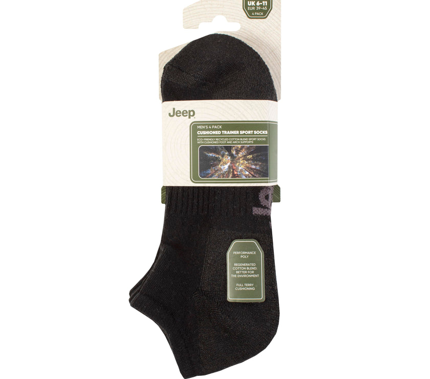 Men's 4 Pair Jeep Regenerated Cotton Trainer Socks