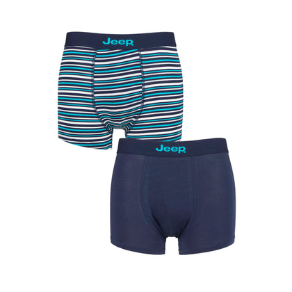 Men's 2 Pack Jeep Bamboo Stripe And Plain Fitted Trunks