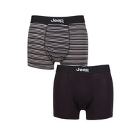 Men's 2 Pack Jeep Bamboo Stripe And Plain Fitted Trunks