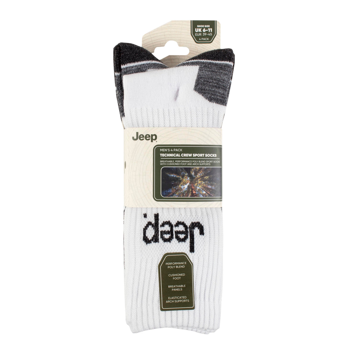 Men's 4 Pair Jeep Performance Technical Crew Sport Socks