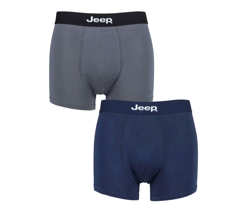 Men's 2 Pack Jeep Bamboo Plain Fitted Trunks