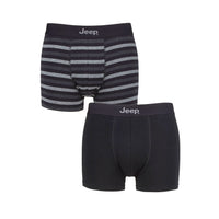 Men's 2 Pack Jeep Cotton Stripe And Plain Fitted Trunks