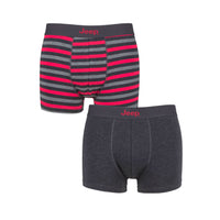 Men's 2 Pack Jeep Cotton Stripe And Plain Fitted Trunks
