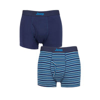 Men's 2 Pack Jeep Cotton Stripe And Plain Keyhole Trunks