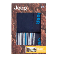 Men's 2 Pack Jeep Cotton Stripe And Plain Keyhole Trunks