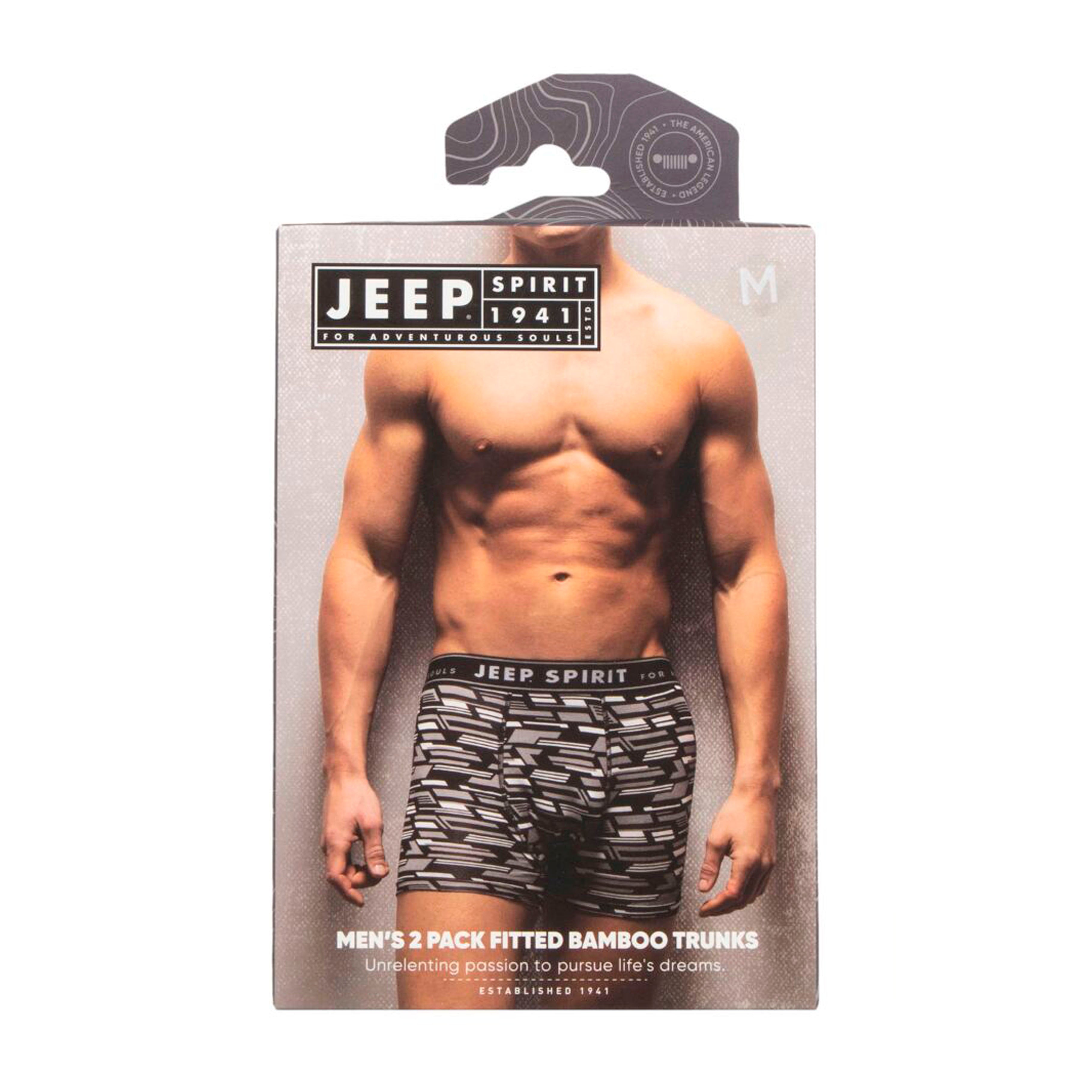 Men's 2 Pack Jeep Camo Printed Bamboo Fitted Trunks