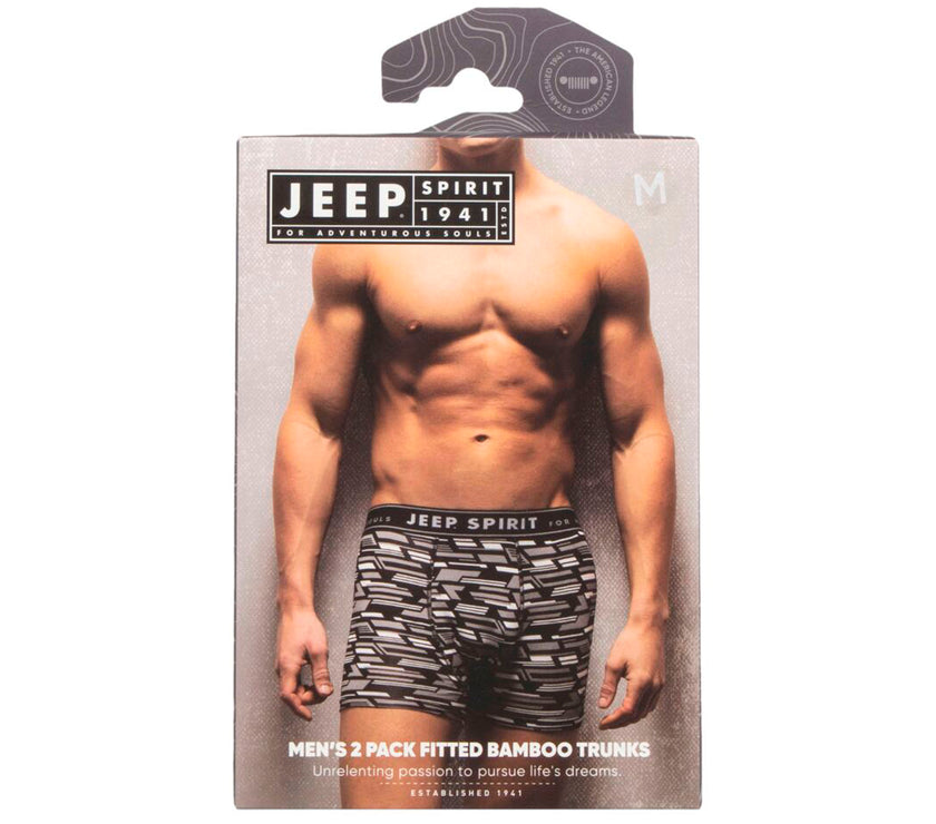 Men's 2 Pack Jeep Camo Printed Bamboo Fitted Trunks