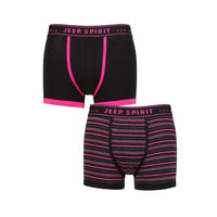 Men's 2 Pack Jeep Spirit Cotton Stripe And Plain Fitted Trunks