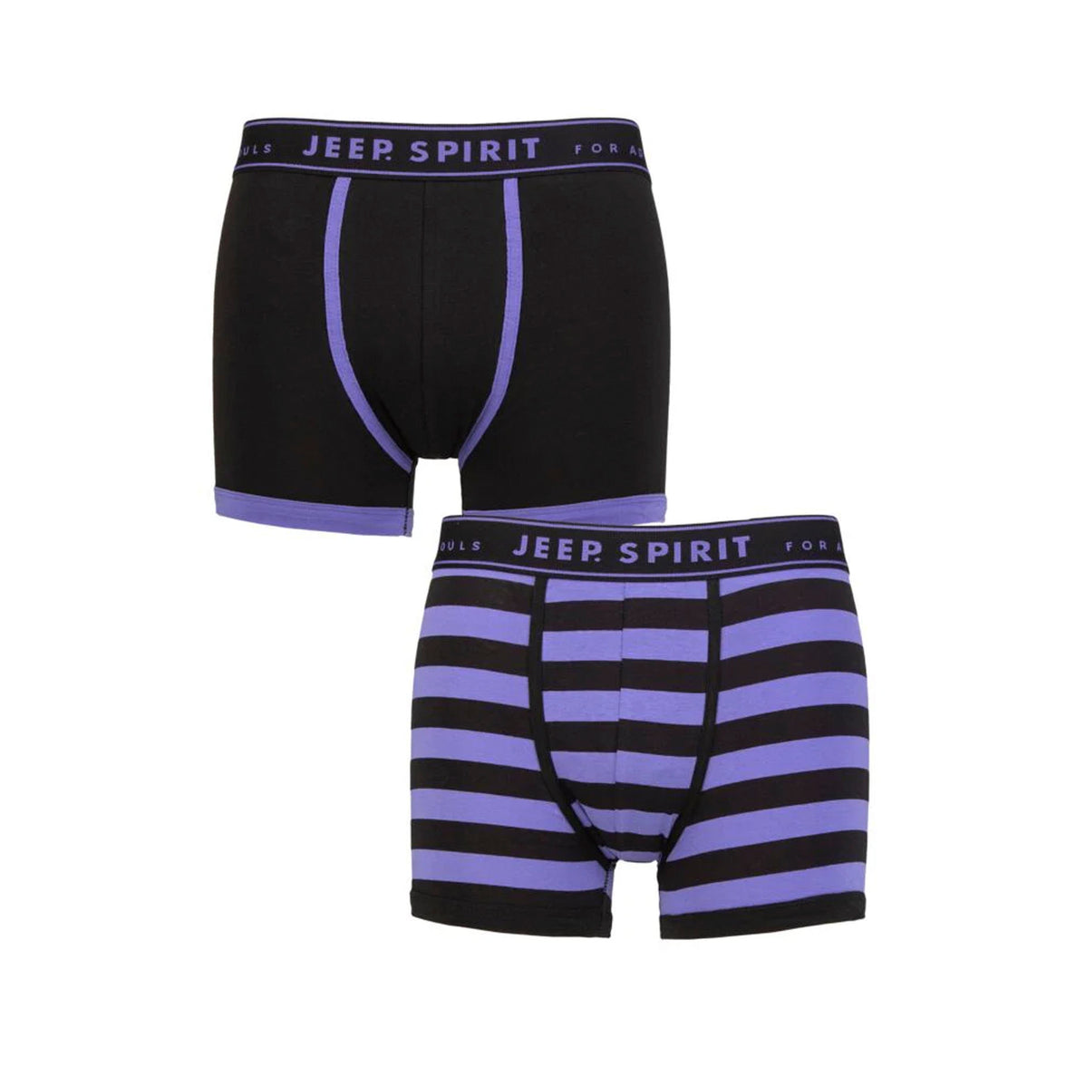 Men's 2 Pack Jeep Spirit Cotton Stripe And Plain Fitted Trunks