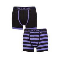 Men's 2 Pack Jeep Spirit Cotton Stripe And Plain Fitted Trunks