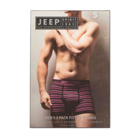 Men's 2 Pack Jeep Spirit Cotton Stripe And Plain Fitted Trunks