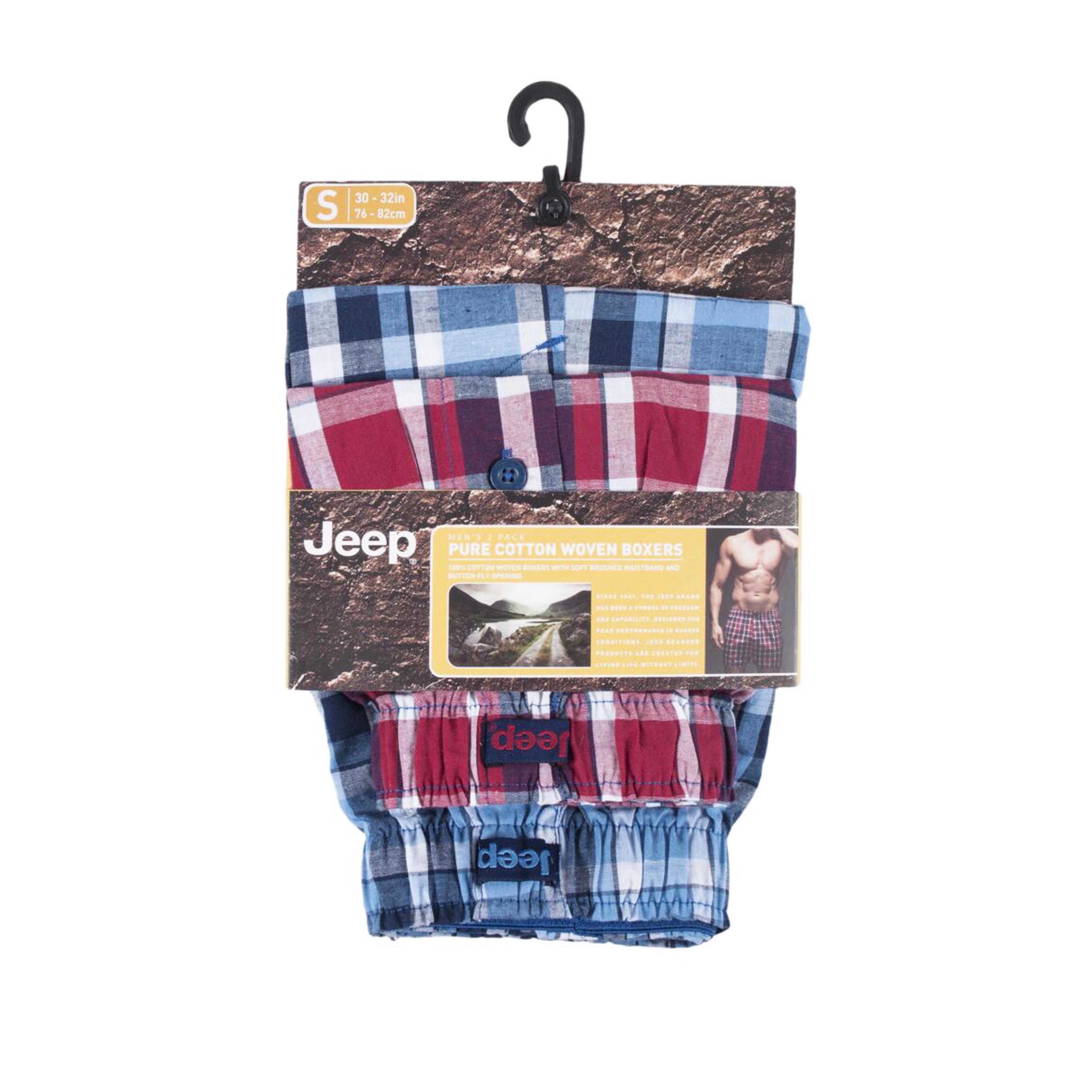 Mens 2 Pair Jeep 100% Cotton Woven Boxers